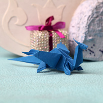 Синий дракончик из бумаги. Оригами. Шаг 38