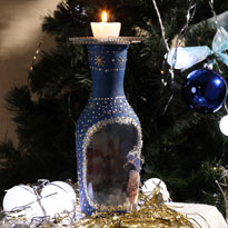 Бутылка с прямым и обратным декупажем к Новому году и Рождеству. Шаг 15