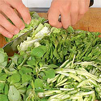 Зеленый салат с яично-сырной заправкой. Шаг №1. Шаг 1